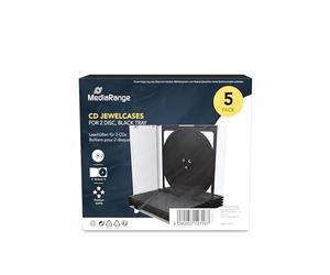 MediaRange BOX31 - 2 - Funda vacía para CD (jewelcase, para 2 CDs) Transparente/Negro, 5 Unidades