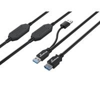 MediaRange Cable alargador USB activo, 2 amplificadores, USB 3.0, velocidad de transferencia de datos de 5 Gbps, 15 m, color negro