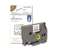 MediaRange - Cartucho de Etiquetas de plástico para Brother® TZ-131TZe-131 (Adhesivo Permanente, 12 mm, 8 m, Laminado), Color Negro sobre Transparente