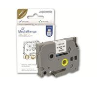 MediaRange - Cartucho de Etiquetas de plástico para Brother® TZ-211/TZe-211, Adhesivo Permanente, 6 mm, 8 m, Laminado, Color Negro sobre Blanco