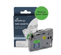 MediaRange - Cartucho de Etiquetas de plástico para Brother® TZ-731/TZe-731, Adhesivo Permanente, 12 mm, 8 m, Laminado, Color Negro sobre Verde