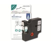 MediaRange - Cartucho de Etiquetas de plástico para Dymo® D1/45013/S0720530, Adhesivo Permanente, 12 mm, 7 m, Laminado, Color Negro sobre Blanco