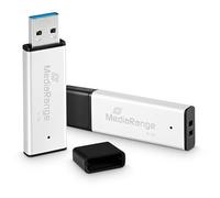MediaRange Memoria USB 3.0 de Alto Rendimiento de 16 GB - Mini USB Flash Drive con Carcasa de Aluminio, extensión de Memoria Externa con Velocidad de Lectura de hasta 130 MB/s, Color Plateado