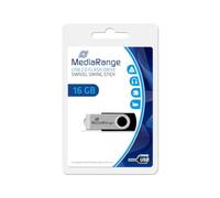 MediaRange Flexi Memoria USB 16GB MR910 USB 2.0, Negro y Plata
