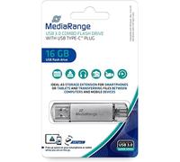 MediaRange MR935 Memoria USB 16GB Plata Combo Flash Drive USB 3.1 + Typ C