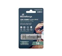 MediaRange MR935 Memoria USB 16GB Plata Combo Flash Drive USB 3.1 + Typ C