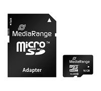 MediaRange MR958 Tarjeta de Memoria SDHC 16 GB Grado 10 con Adaptador SD, Negro