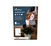 MediaRange MRINK144 - Etiqueta autoadhesiva (Blanco, Permanente, 105 x 99, A4, Matte, Laser/Inyección de tinta)
