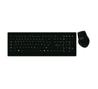 MediaRange Qwertz - Teclado inalámbrico y ratón óptico de 5 Teclas, Color Negro
