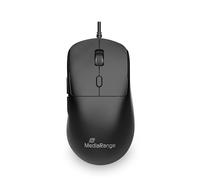 MediaRange Ratón óptico con Cable de 6 Botones con Rueda de Desplazamiento, Botones dpi y Pulgar, 800-2400 PPP, para diestros, Cable USB-C de 1,5 m, Color Negro