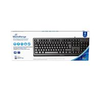 MediaRange Teclado con Cable con 105 Teclas, disposición QWERTY (GR), Teclado PC con conexión Plug & Play USB 2.0, Resistente a Salpicaduras y Altura Ajustable, Color Negro