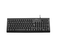 MediaRange Teclado con Cable con Terminal de Tarjetas de Chip, disposición Alemana QWERTZ, Teclado PC con conexión Plug & Play USB 2.0, Resistente a Salpicaduras y Altura Ajustable, Color Negro
