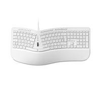 MediaRange Teclado Multimedia ergonómico con Cable con Rueda Deslizante, QWERTZ (DE/at) T1, tamaño Completo con Teclas numéricas, Funciones y Teclas de Acceso rápido, Cable de 1,8 m, Color Blanco