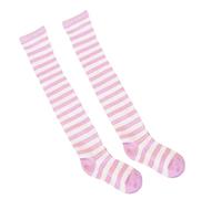 Medias altas de Navidad por encima de la rodilla, calcetines de disfraces de fiesta de Navidad, calcetines largos a rayas, 1 par de medias de red, blanco, Altoa única