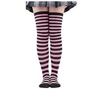 Medias altas de Navidad por encima de la rodilla, calcetines de disfraces de fiesta de Navidad, calcetines largos a rayas, 1 par de medias de red, Morado (, Altoa única