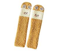 Medias cálidas de felpa para niños y niñas, otoño e invierno, a la moda, lindos animales, gruesas, cómodas, para clima frío, amarillo, L