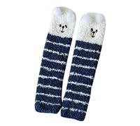 Medias cálidas de felpa para niños y niñas, otoño e invierno, a la moda, lindos animales, gruesas, cómodas, para clima frío, azul marino, M
