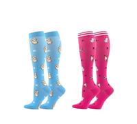 Medias De Compresion 2 pares de calcetines de compresión con forma de gato, hasta la rodilla, de 20 a 30 mmHg, aptos for uso médico, for edemas, venas varicosas, calcetines deportivos for correr(ANS-7