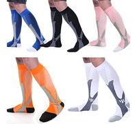 Medias de Compresión 5 Par Calcetines de Compresión para Hombres y Mujeres│Varices│Running│Padel│Viajar en Avión│Recuperación Muscular│Reduce Fatiga│Mejorar circulación Sanguínea