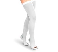 Medias de compresión de muslo alto, unisex Ted manguera calcetines, 15-20 mmHg nivel moderado - blanco - Small