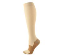 Medias de compresión deportiva, calcetines de pantorrilla, ciclismo al aire libre, calcetines planos de compresión de tubo largo, tono de piel 1,L