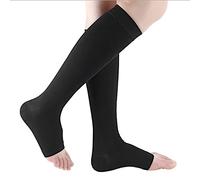 Medias De Compresión, Transpirables, Antideslizantes, Elásticas, Con Punta Abierta, Negras, Que Dan Forma A Las Piernas, Calcetines Con Punta Cerrada, Para Mujeres Y Hombres, Para Correr, Volar(XL)