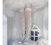 Medias de encaje hasta la rodilla, Calcetines hasta la rodilla for mujer en blanco y negro(White)