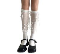 Medias de encaje hasta la rodilla, Calcetines hasta la rodilla for mujer Multicolor(White)