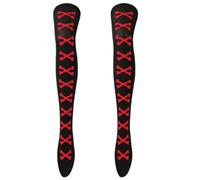 Medias de Halloween con estampado de esqueleto de corazón para mujeres y niñas, calcetines largos para cosplay, por encima de la rodilla, hasta el muslo, elegantes y largos, N, Altoa única