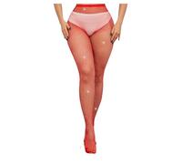 Medias de malla con brillantes brillantes para mujer, para fiestas, conciertos, trajes, rojo, A