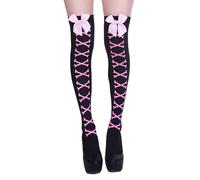Medias de mujer 35-38 calcetines de moda de thigh pisos altos Strawberry Bowknot Stripes Over Knee Sock Long Socks Festival Tights Long Stocking Herren Socken Business Schwarz, I, Talla única