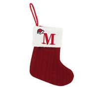 Medias de Navidad con inicial, letra bordada pequeña de punto, color rojo y blanco, medias de Navidad con monograma para colgar, medias de Navidad para la familia, árbol de Navidad, decoración de