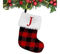 Medias de Navidad con letras,Medias de Navidad con nombres - Iniciales Decoraciones de árbol de Navidad de Navidad,Colgantes de calcetines de Navidad con patrón escocés, calcetines de Año Nuevo