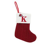 Medias de Navidad con una pequea letra bordada inicial Knit rojo blanco de la navidad