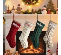 Medias de Navidad grandes personalizadas a granel, calcetines de punto trenzado personalizados para chimenea, decoración de fiestas de Navidad (9 piezas)
