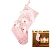 Medias de Navidad para niña | Medias de Navidad pastel Papá Noel muñeco de nieve con lentejuelas | Bolsa de caramelo decorativa de Navidad, calcetines de vacaciones para chimenea, escaleras