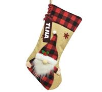 Medias de Navidad personalizadas con nombres（Puede ser marcado por sí mismo, no es impreso） - Gran calcetín colgante, decoración para chimenea, árbol de Navidad y celebraciones familiares (Gnomo)