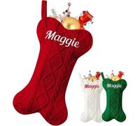 Medias de Navidad personalizadas para mascotas, medias de Navidad con nombre personalizado, calcetines de Navidad con forma de hueso grande de 16.5 pulgadas, calcetines colgantes de chimenea para