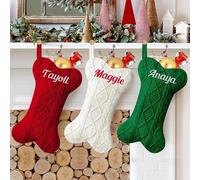 Medias de Navidad personalizadas para perros, calcetines de Navidad de punto con nombre personalizado, calcetines de Navidad grandes de 16.5 pulgadas para perros, gatos, mascotas, forma de hueso