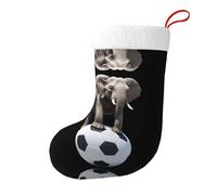 Medias decorativas de Navidad con diseño de elefante HJFCZH de pie sobre balón de fútbol para fiestas de Navidad