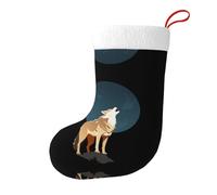 Medias decorativas de Navidad con diseño de lobo aullando WHJSSF a la luz de la luna para fiestas de Navidad
