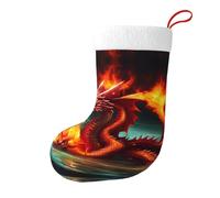 Medias decorativas de Navidad con diseño de rey dragón WHJSHOP en fuego para fiestas de Navidad