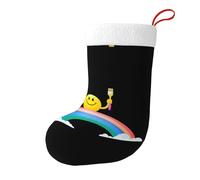 Medias decorativas de Navidad con texto en inglés "HJFCZH Draw a Rainbow Smiley Face" para fiestas de Navidad