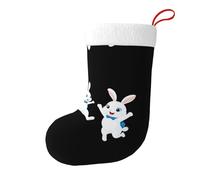Medias decorativas de Navidad con texto en inglés "WHJSSF Happy Little Rabbit Printed for Christmas Holiday Party"