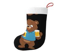 Medias decorativas de Navidad con texto en inglés "WHJSSF Little Brown Bear Beber Beber Beer Printed for Christmas Holiday Party"