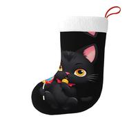 Medias decorativas de Navidad con texto en inglés "WHJSSF Little Cat Comiendo Lollipop" impresas para fiestas de Navidad