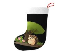 Medias decorativas de Navidad con texto en inglés "WHJSSF Little Hedgehog Under the Flower Tree" impresas para fiestas de Navidad