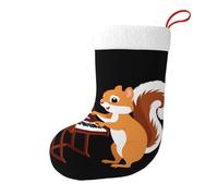 Medias decorativas de Navidad con texto en inglés "WHJSSF Little Squirrel Playing the Organ" impresas para fiestas de Navidad
