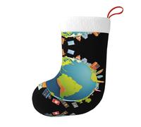 Medias decorativas de Navidad WHJSHOP Travel Around the World con patrón de sueños para fiestas de Navidad