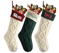 Medias grandes de Navidad con nombres bordados personalizados, 45,7 cm, con nombre bordado personalizado, de 45,7 cm, para decoración de fiestas familiares